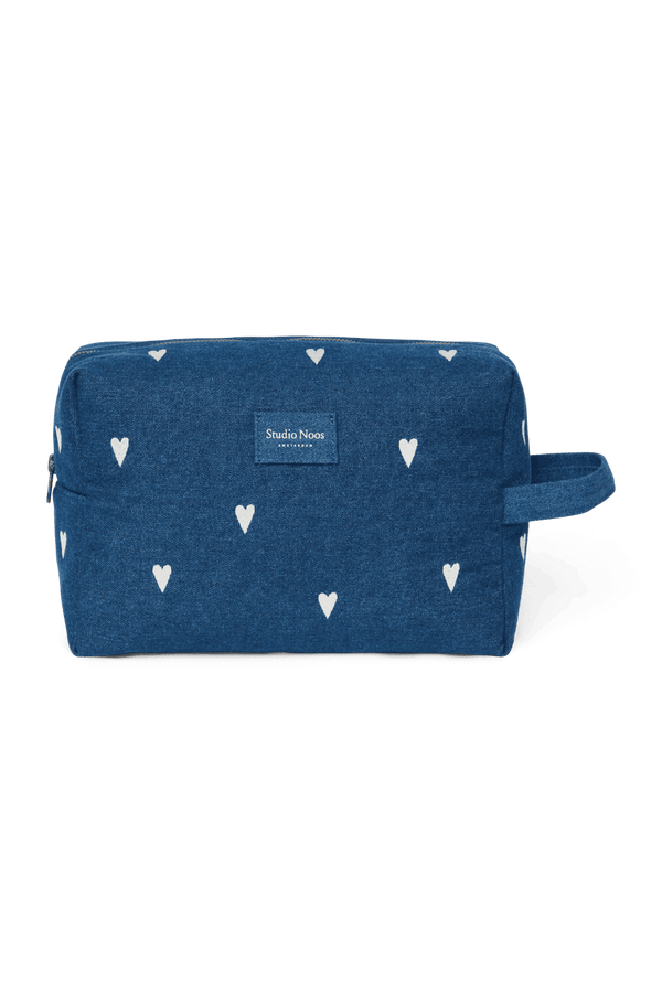 Studio Noos Denim Necessaire Dark Blue White Hearts