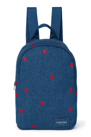 Studio Noos Denim Mini Rucksack Dark Blue Red Hearts für Kinder