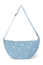 Sac banane en jean pour adultes cœurs bleu clair
