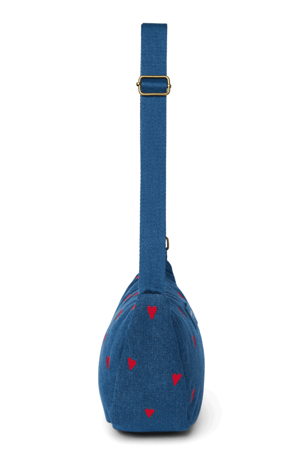 Studio Noos Gürteltasche Dark Blue Red Hearts quer umgehängt