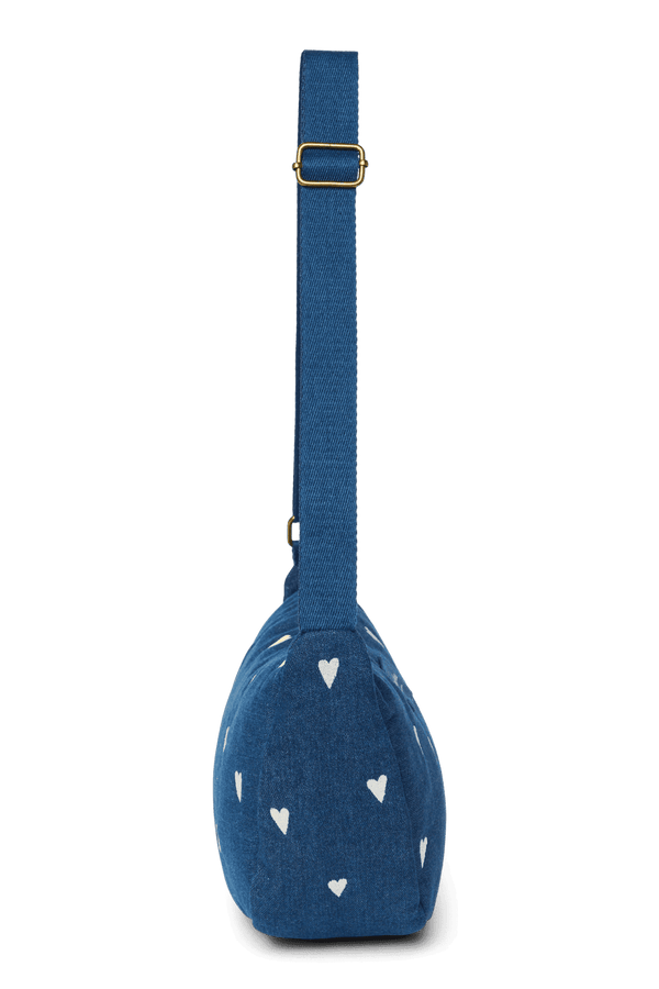 Studio Noos Gürteltasche Dark Blue White Hearts quer getragen