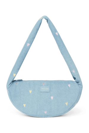 Studio Noos Denim Mini Cross Body Bag Light Blue Hearts