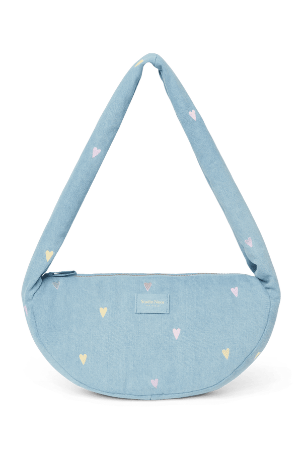 Studio Noos Denim Mini Cross Body Bag Light Blue Hearts