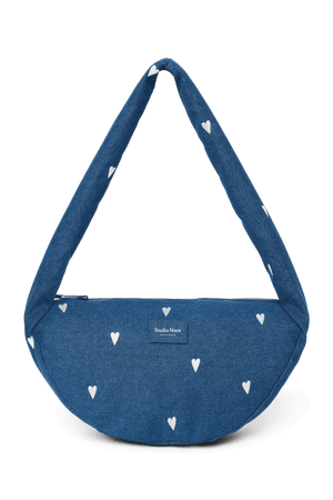 Studio Noos Denim Mini Cross Body Bag Dark Blue White Hearts