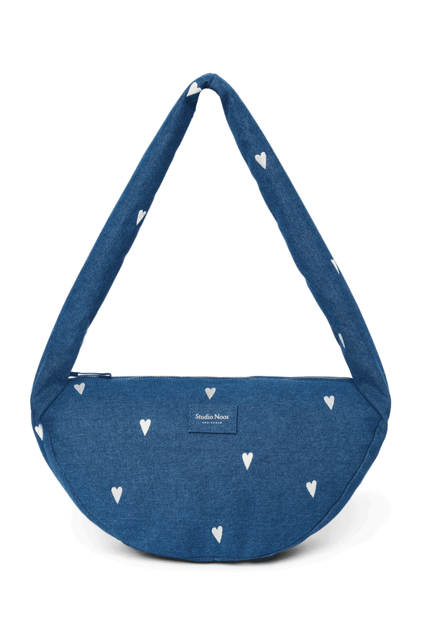 Studio Noos Denim Mini Cross Body Bag Dark Blue White Hearts
