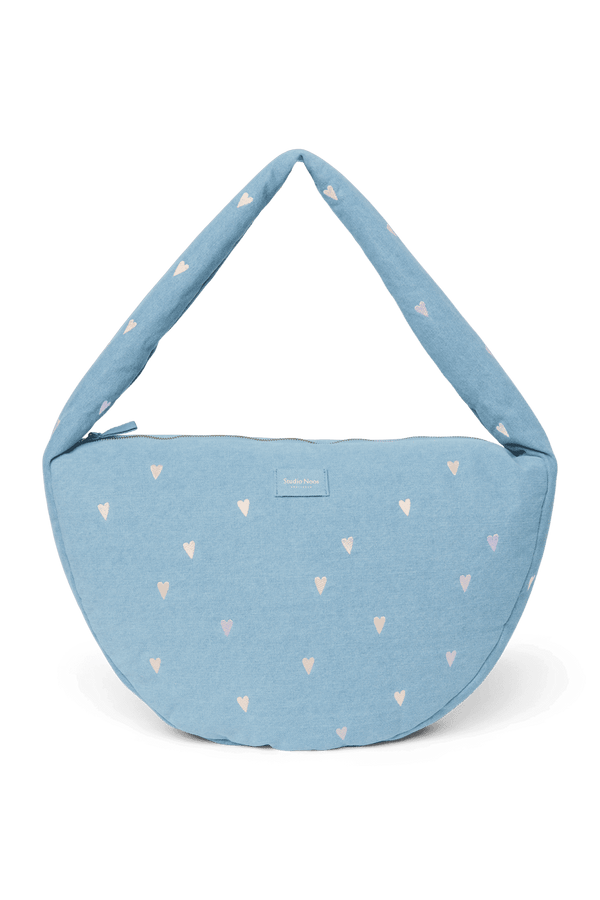 Studio Noos Denim Cross Body Bag Light Blue Hearts in Hellblau