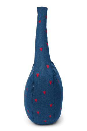 Studio Noos Denim Cross Body Bag Dark Blue Red Hearts – Rückansicht