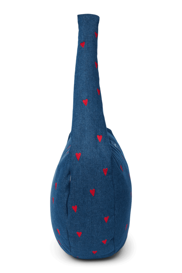 Studio Noos Denim Cross Body Bag Dark Blue Red Hearts – Rückansicht