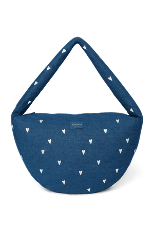 Studio Noos Denim Cross Body Bag Dark Blue White Hearts