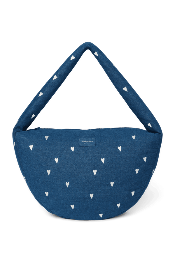 Studio Noos Denim Cross Body Bag Dark Blue White Hearts
