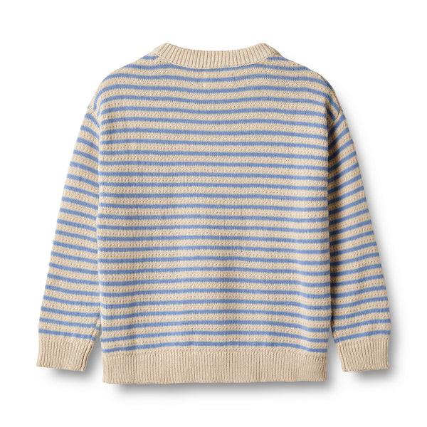 Wheat Main Gestrickter Pullover Chris Azure Stripe | Pullover | Beluga Kids