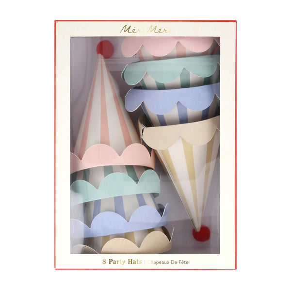 Pastellfarbene Partyhüte (x8)