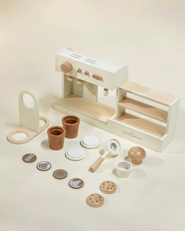 Wooden Coffee Shop Playset with Accessories