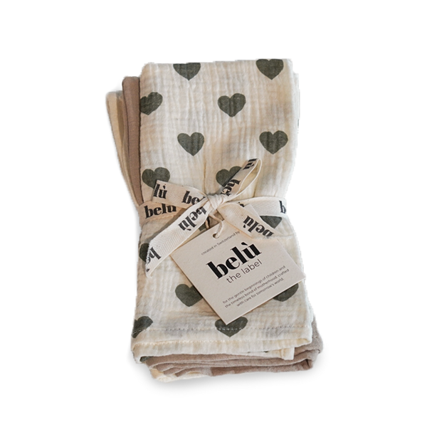 3-Pack Musselin-Mulltücher Green Heart