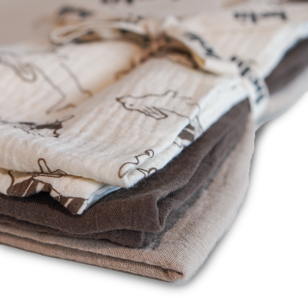 3-Pack Musselin-Mulltücher Sausage Dog