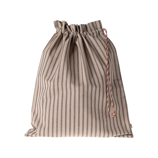 Linen bag large stripes sand/brown