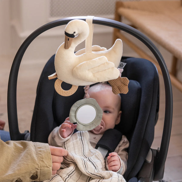 Swan-shaped hanging activity toy 