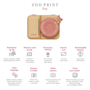 Thermodruck ohne Tinte an der The Zoo Family Kamera P2 Zoo Print Fox