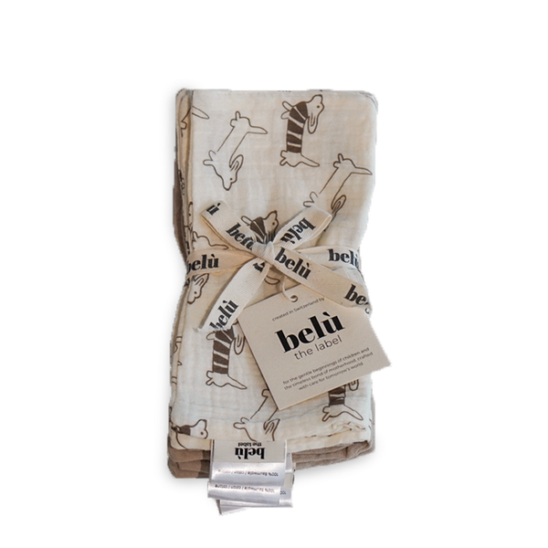 5-Pack Musselin-Waschlappen Sausage Dog