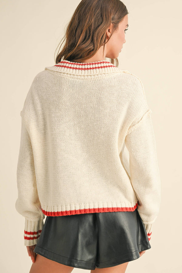 MIOU MUSE-Pullover mit Kragen Rot-Beluga Kids