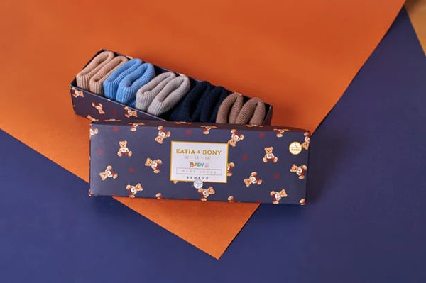 5-Pack Bambus-Babysocken Blue boxed