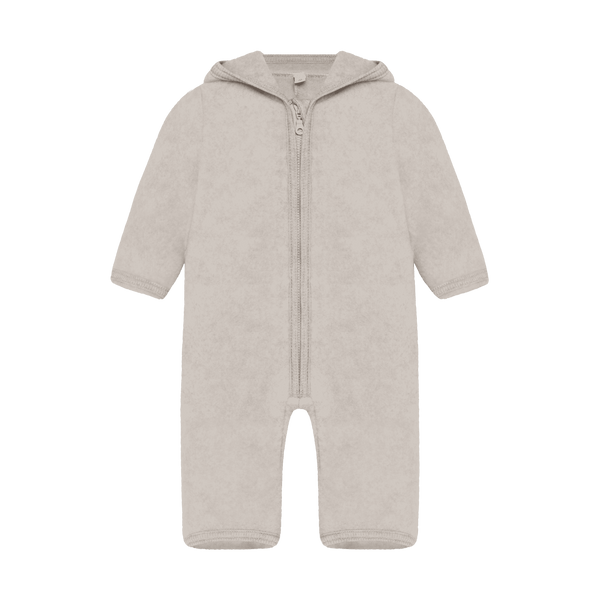Huttelihut Merino-Overall Pram Suit Ears in Camel Melange aus Wollfleece