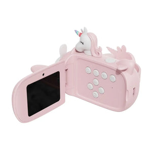 Kinderkamera V1 Unicorn an der Halskette getragen
