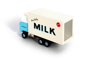 Candylab Milch Truck, handliches Holzauto für kleine Kinderhände