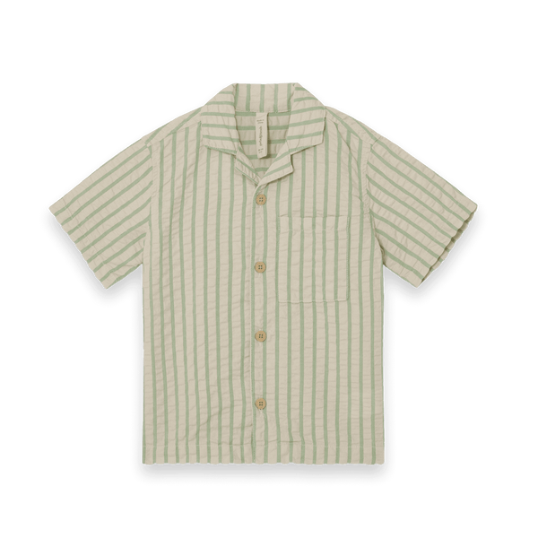 Seersucker short sleeve shirt Stripe Emerald