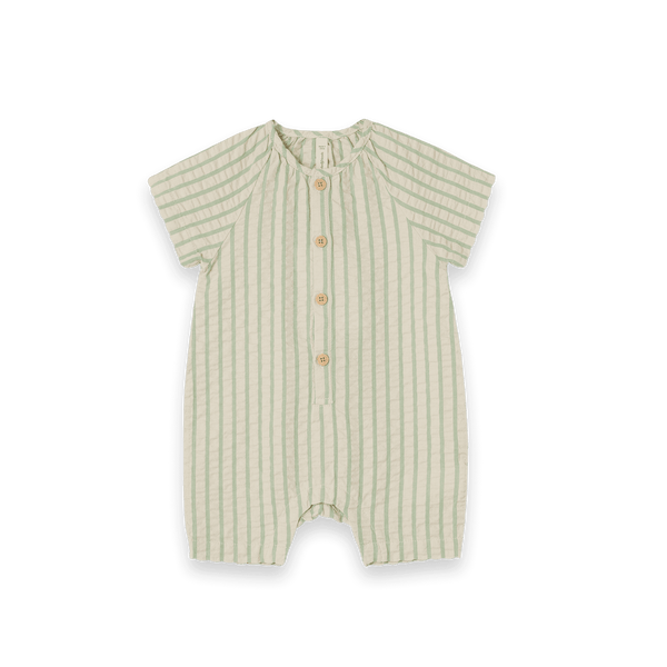 Garbo&Friends Seersucker Strampler Stripe Emerald | Strampler | Beluga Kids