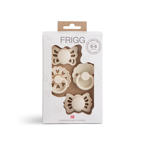 FRIGG Baby's erste Schnuller 4-Pack - Floral heart Cream | Schnuller | Beluga Kids