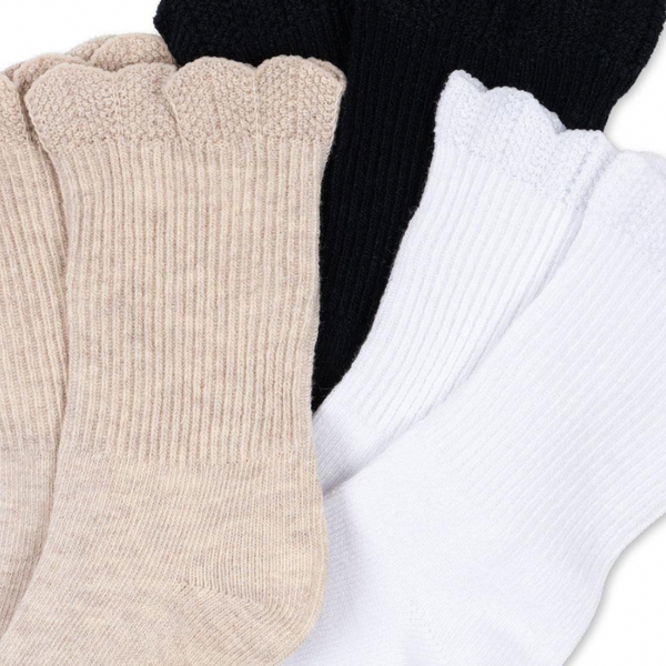 3-Pack Ruffle Socks White/Navy/Beige