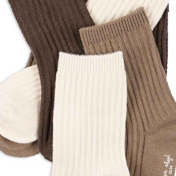 3-Pack Ribbed Socks Sand/Hazel/Shitake