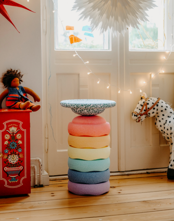 Limited: Stapelstein® Rainbow Pastell 6 + gratis Board dark green & blush