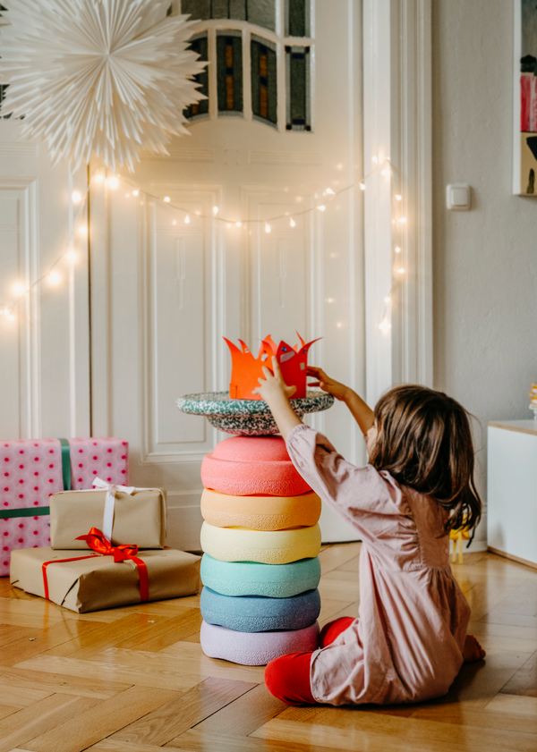 Limited: Stapelstein® Rainbow Pastell 6 + gratis Board dark green & blush