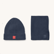 Coffret cadeau bonnet et cache-cou Lina bleu marine classique