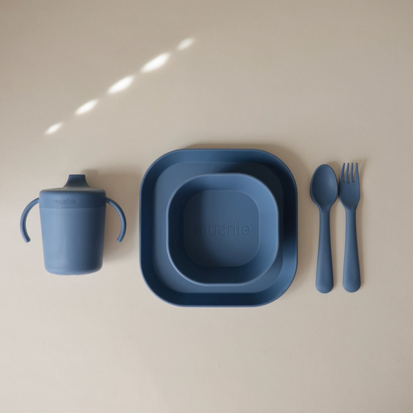 2-er Set Kinderteller Square Twilight Blue
