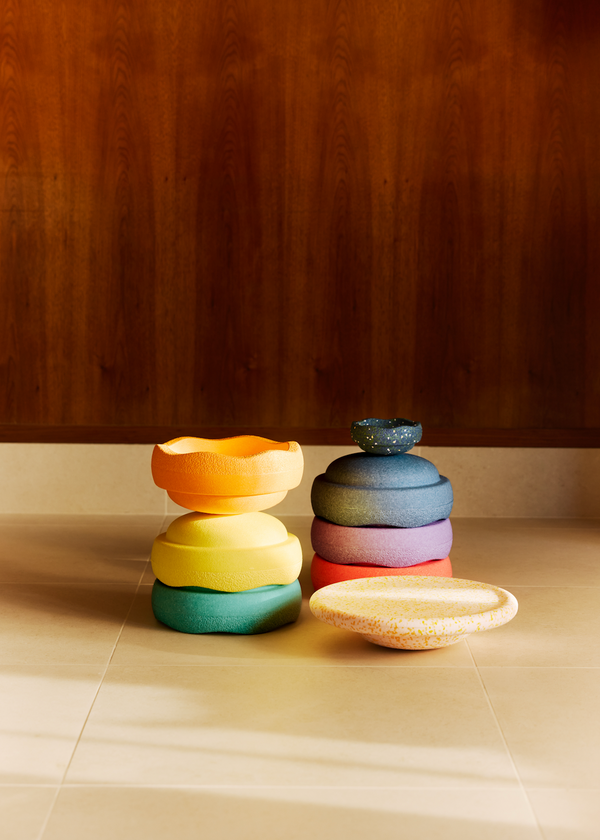 Stapelstein® Spring Special Rainbow Classic 6 + free board and mini dark blue