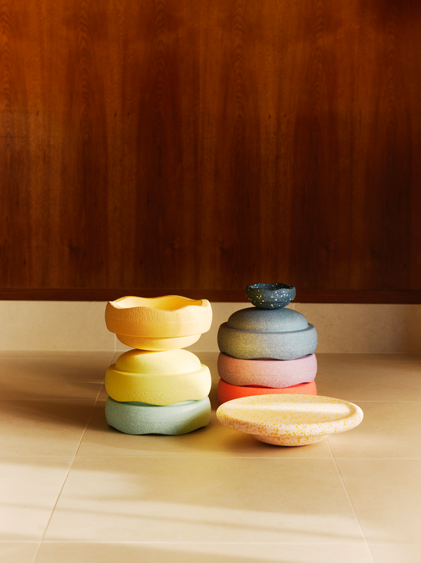 Stapelstein® Spring Special Rainbow Pastel 6 + free board and mini dark blue