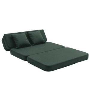 byKlipKlap Faltbares Spielsofa Dark Green – als Schlafplatz ausgeklappt