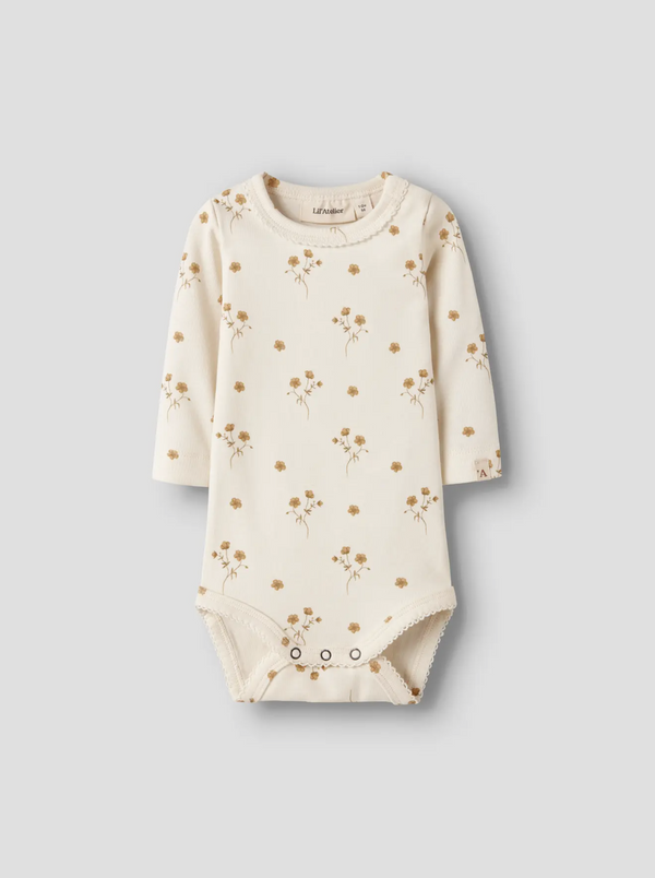 Langarm-Body Coconut Milk / Flower Yellow