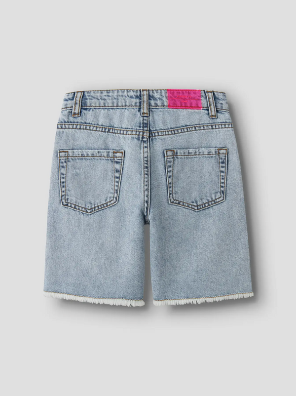 Wide Jeans Shorts Light Blue Bleached Denim