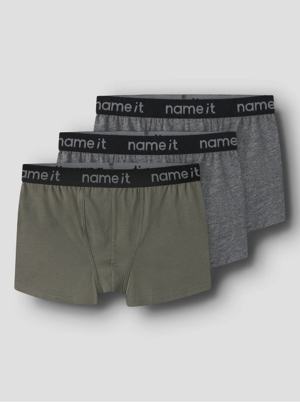 3-Pack Boxershorts Tea Leaf / Dark Grey Melange