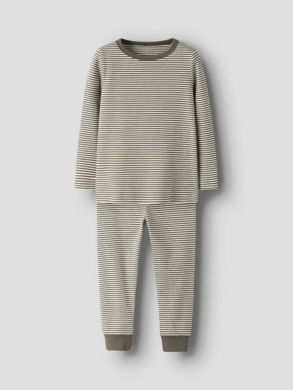 Geripptes Pyjama Dusty Olive Stripes