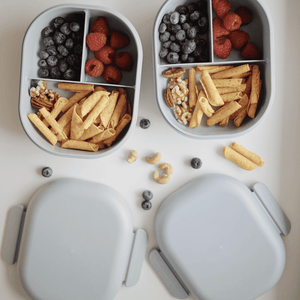 Mushie Lunchbox befüllt mit Znüni für Kita und Kindergarten