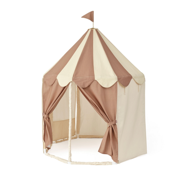 Kids Concept Pavillon-Zelt gestreift in Dusty Braun, 115 × 115 × 138 cm