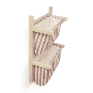 Kids Concept Wand-Organizer in Altrosa gestreift mit offenen Stofftaschen