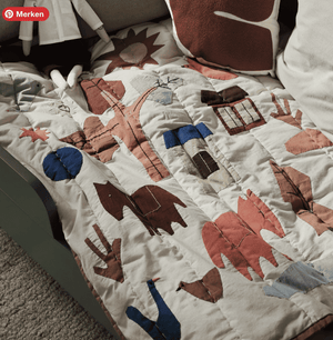 Gestepptes Muster der Village Decke von ferm LIVING, waschbar bei 30 °C