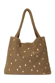 Sac à dos pour maman avec des cœurs en peluche marron