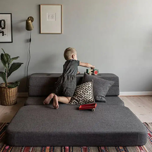 KK Canapé de jeu pliable - Gris bleu avec gris